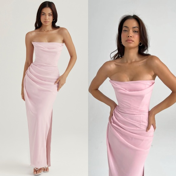 HOUSE OF CB 'Adrienne' Pink Quartz Strapless Gown - Picture 4 of 8